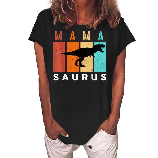 Vintage Mamasaurus Family Mama Saurus Dinosaurs Grandma Grab Women's Loosen T-Shirt