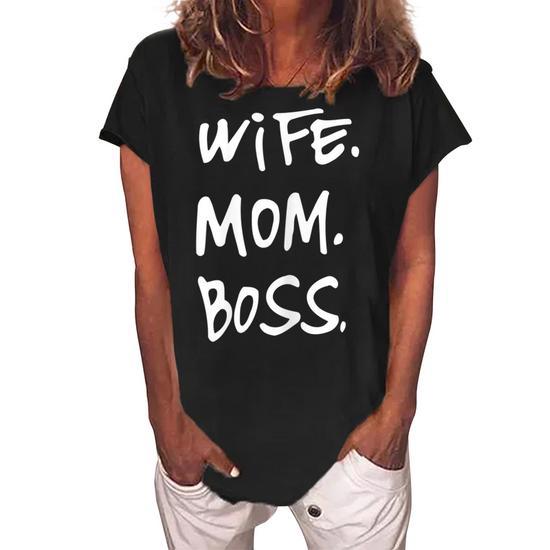 Wife Mom Boss Cool Mother Design Mothers Day Moms Womens S Loosen T-Shirt