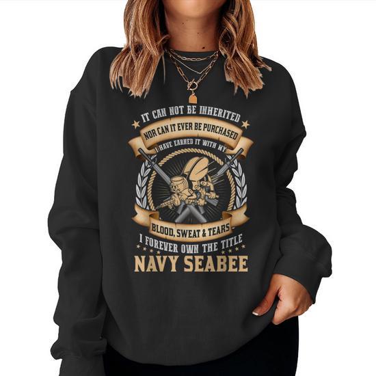 Navy Seabee It Can Not Be Inherited Or Purchase Women Crewneck Graphic Sweatshirt Seseable CA