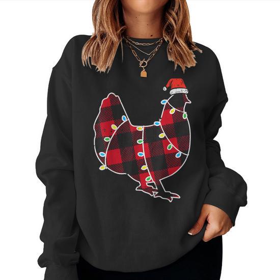 Red Buffalo Plaid Chicken Farmer Xmas Pajamas Farm Pjs Women Women