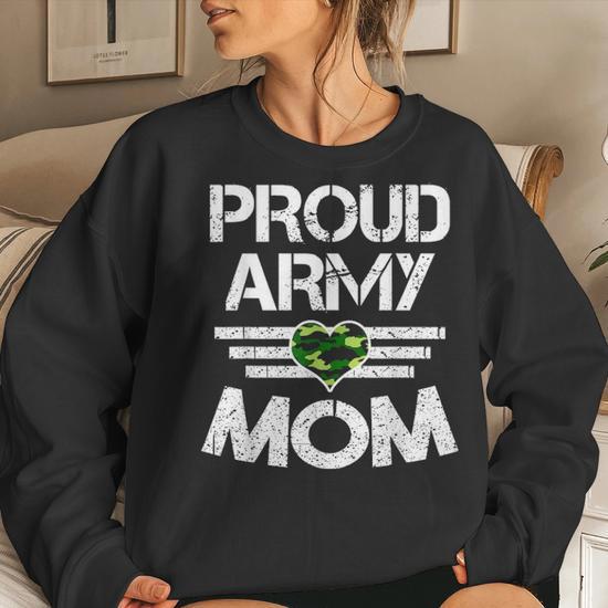 Cool Proud Army Mom Funny Mommies Military Camouflage Gift 3274 Women Crewneck Graphic Sweatshirt Seseable UK