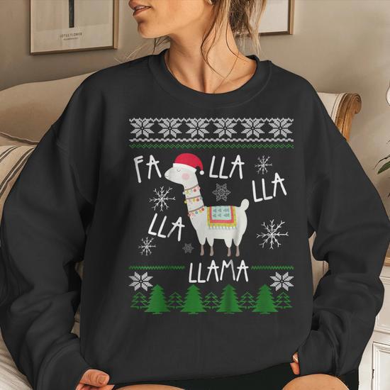 Ugly Christmas Sweater Llama Holiday Women Sweatshirt Mazezy DE