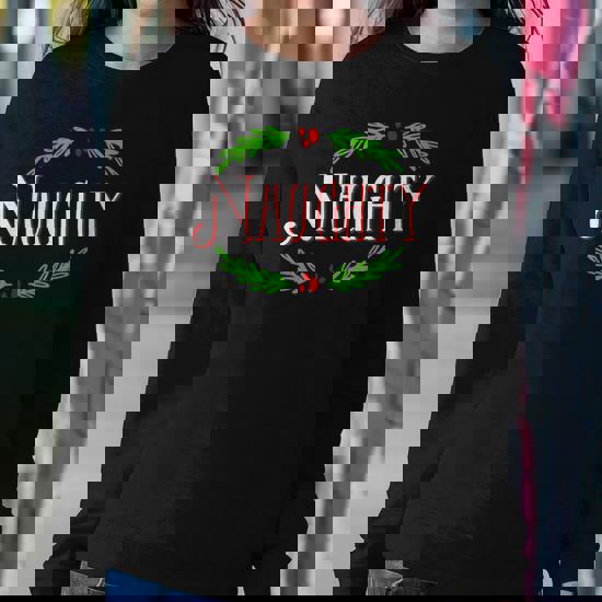 Naughty - Christmas Couples Matching Festive Holiday Novelty T-Shirt Naughty - Christmas Couples Matching Festive Holiday Novelty T-Shirt