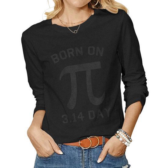 Born on March 14 Happy Pi Day Birthday Math Teacher Gift Women Graphic Long-Sleeve T-Shirt