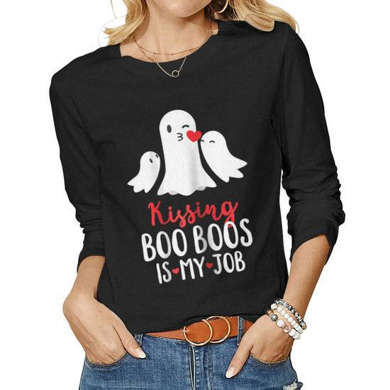 Kissing Boo Boos Job Mom Halloween Long T-Shirt
