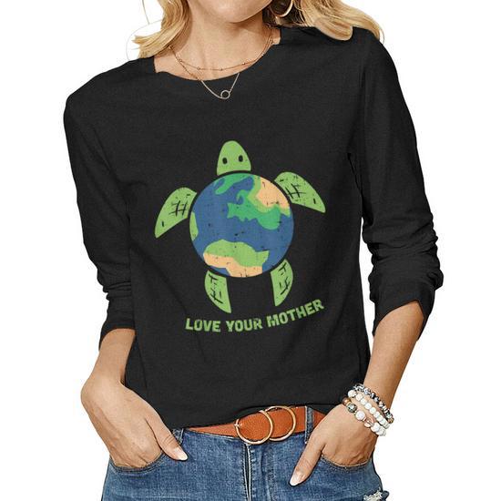 Love Mother Earth Day Recycle Turtle Environment Long T-Shirt