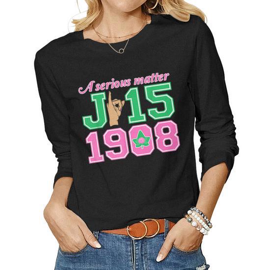 A Serious Matter J15 Founders Day Aka Women Hand Sign Women Long Sleeve T shirt Mazezy