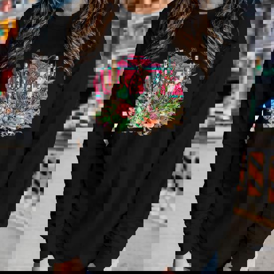 Black Leopard Serape Long Sleeve top