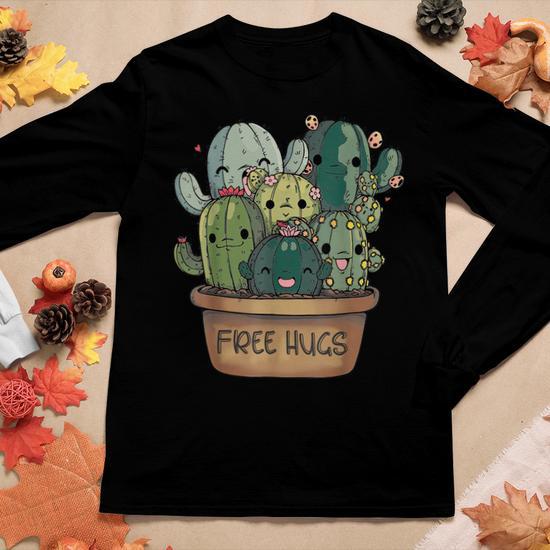 Cactus Free Hugs Lover Women Long Sleeve T-shirt | Mazezy