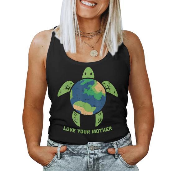 Love Mother Earth Day Recycle Turtle Environment Tank Top