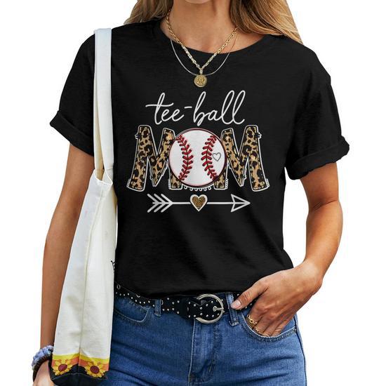 Ball Mom Leopard Funny T-Ball Mom Baseball Mother's Day Women T-Shirt