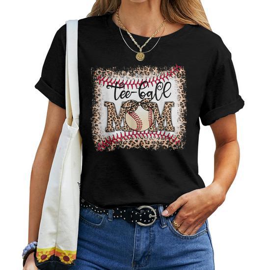 Ball Mom Leopard Funny T-Ball Mom Baseball Mother's Day Women T-Shirt