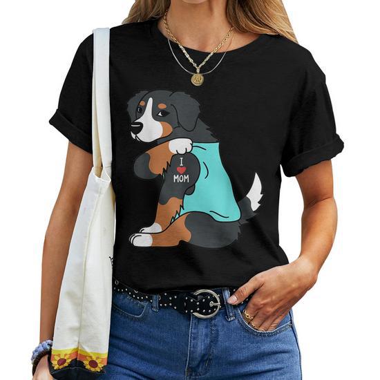 I Love Mom Tattoo Bernese Mountain Dog Funny Women T-Shirt