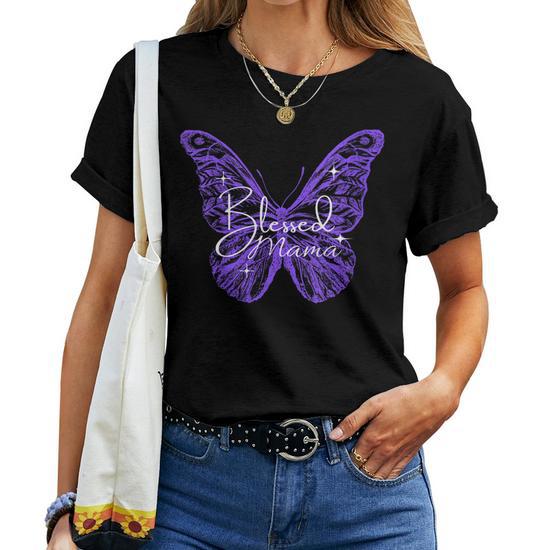 Women's Blessed Mama Mothers Day Butterfly Design to Celebrate Mom Women's T-Shirt