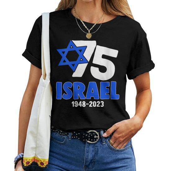 Women's Patriotic Israeli Flag T-Shirt - Front View