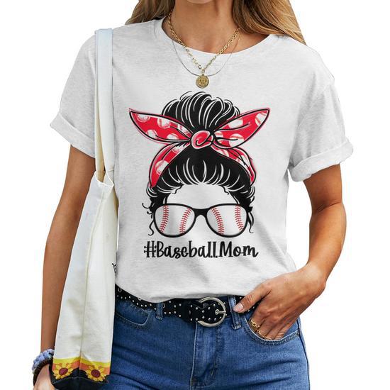 Women's Funny Baseball Mom T Shirt Leopard Print Mom Shirt