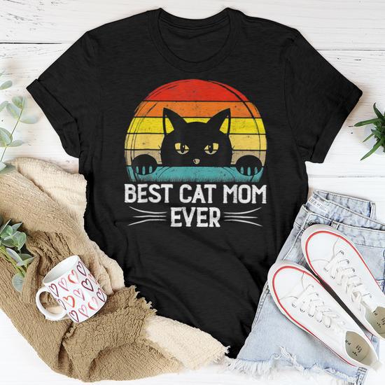 Best Cat Mom Ever Vintage Retro Funny Mothers Day Cat Women Women T shirt Seseable UK