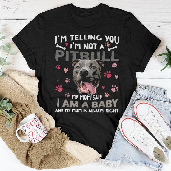 Funny Pitbull Baby Dog Mom Mother Pittie Dogs Lover V2 Women T shirt Seseable UK