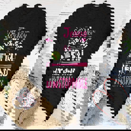 With Jesus In Her Heart Softball Hand T Shirt Girls Pitcher