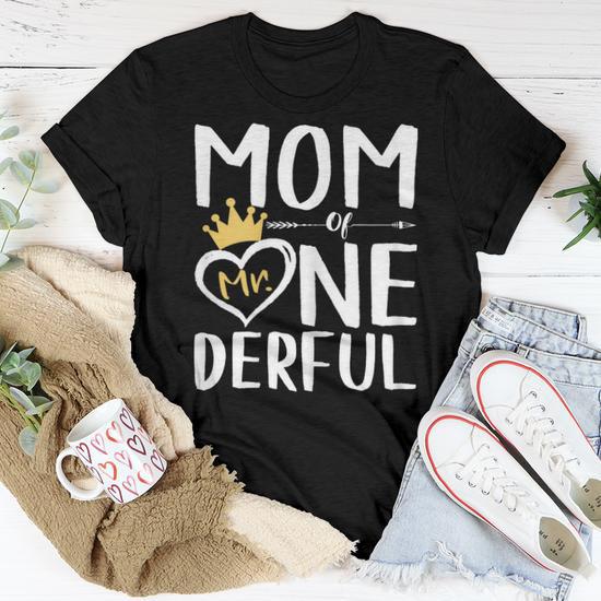 Mom Dad of Mr Onederful 1st Birthday Mom and Dad Shirts Funny