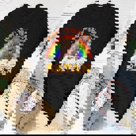 Not Today Satan T-Shirt Rainbow Cat Death Metal Not Today Satan T-Shirt Rainbow Cat Death Metal