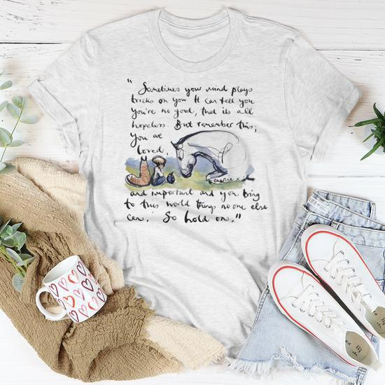 Boy Mole Fox Horse Quote Sometimes Mind Stays T-Shirt - Side View