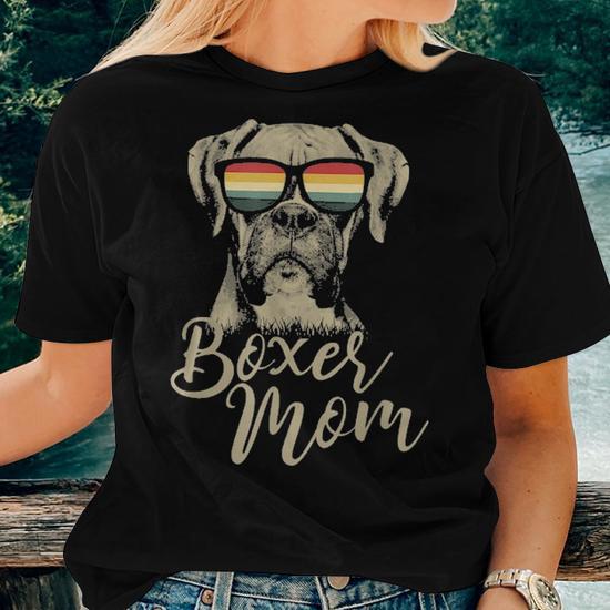 Boxer Mom Funny Boxer Dog Lover Gifts Men Women T shirt Seseable UK