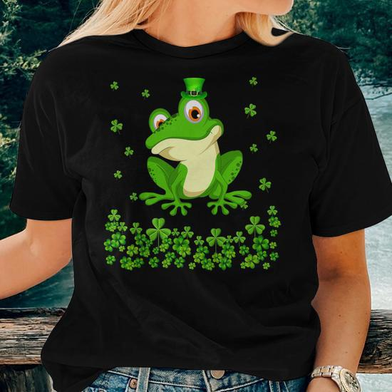 Frog St Patricks Day Shirt Women Irish Frog Women T-shirt