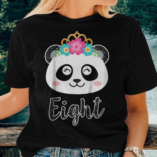 Girls 8Th Birthday Outfit Panda Eighth Birthday Shirt Women T shirt Mazezy DE