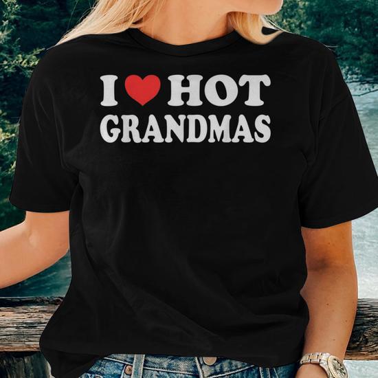I Love Hot Grandmas Funny 80S Vintage Minimalist Heart Women T 
