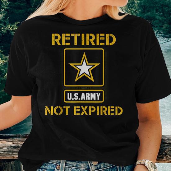 Retired Not Expired Army Military Vintage Style T-Shirt - Front View