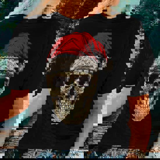 Santa Hat Sugar Skull Day Of The Dead Funny Christmas Skull T-Shirt Santa Hat Sugar Skull Day Of The Dead Funny Christmas Skull T-Shirt