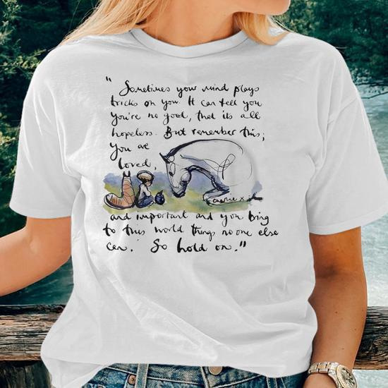 Boy Mole Fox Horse Quote Sometimes Mind Stays T-Shirt - Back View