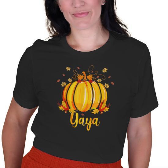 Women's Funny Fall Thankful T-Shirt - Pumpkin Leaves Graphic Tee, Short Sleeve, Casual Thanksgiving Top - View #10