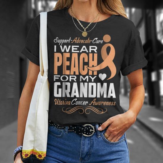 I Wear Peach For My Mom - Uterine Cancer Awareness T-Shirt, Unisex Gift For Women & Men (Black, 2XL) 4 thumbnail image