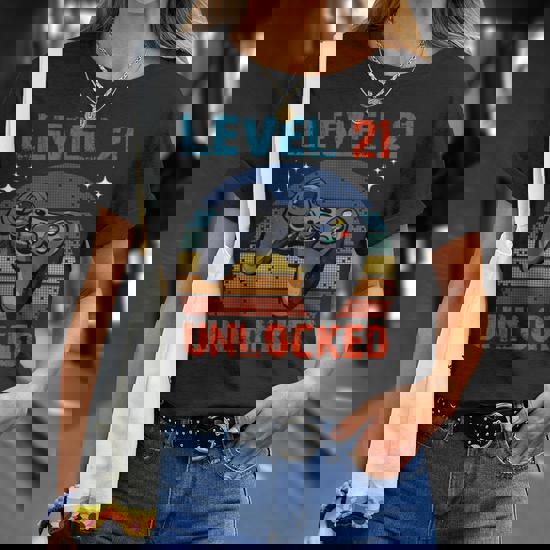 Level 21 Unlocked T-Shirt 21st Video Gamer Birthday Gift Level 21 Unlocked T-Shirt 21st Video Gamer Birthday Gift