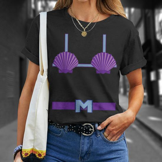 Purple Mermaid Sea Shell Bra Unisex Casual Crew Graphic T-Shirt