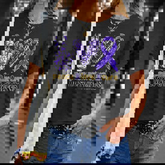 Peace Love Cure Purple Ribbon Alzheimer's Awareness Gift T-Shirt Peace Love Cure Purple Ribbon Alzheimer's Awareness Gift T-Shirt