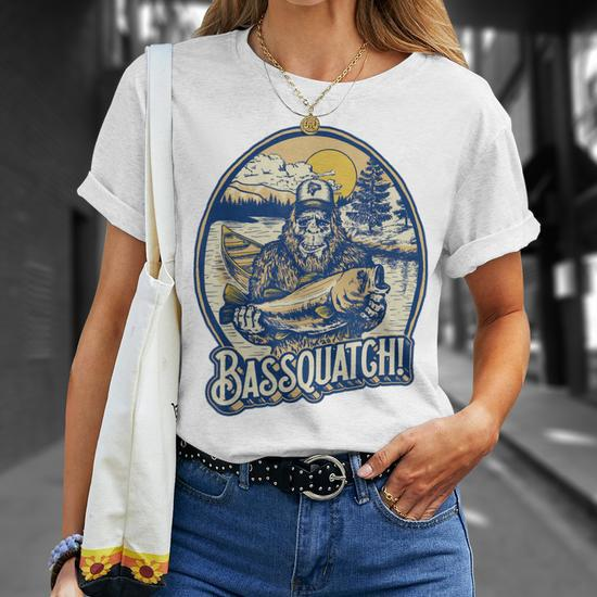 Squatch Fisherman Graphic T-Shirt