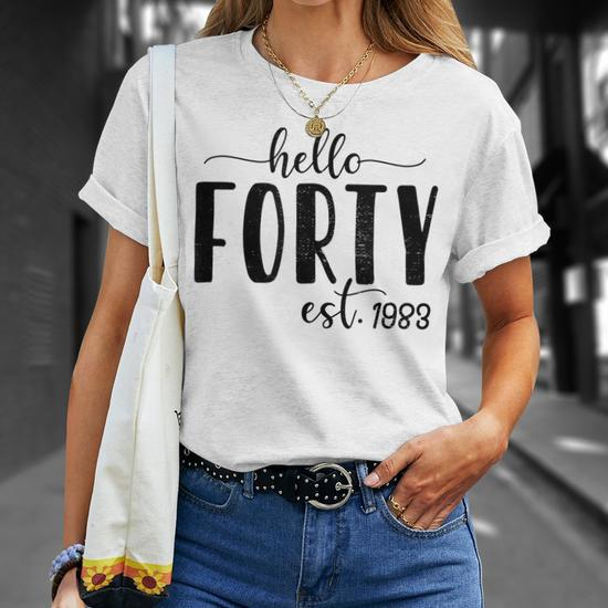 Hello Forty Est 1983 T-Shirts for Women 40th Birthday Tee Tops