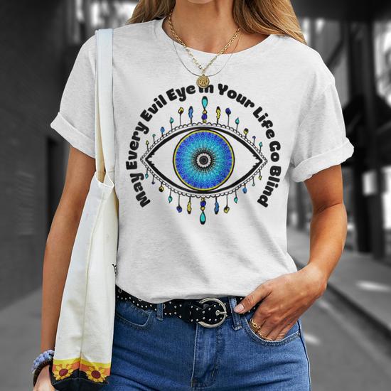 T-Shirt Œil Grec (Evil Eye) Avec Cils | Symbole De Protection | Pour Homme, Femme, Enfant | Style Mystique Et Drôle - 5