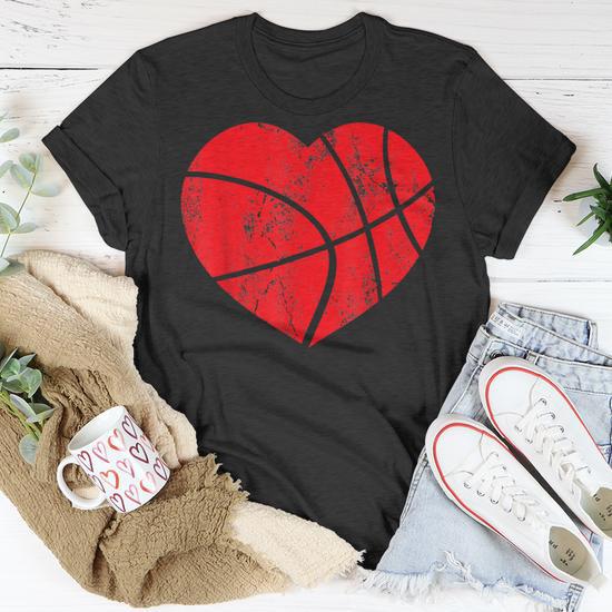 Basketball Heart Love Valentines Day Sport Player Coach Kids T