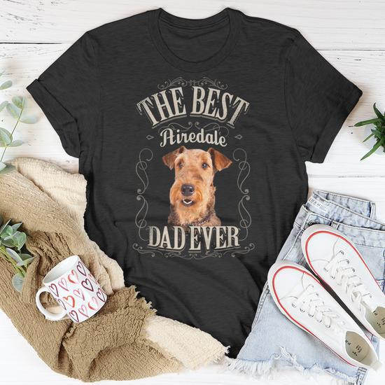 Mens Best Airedale Dad Ever Airedale Terrier Vintage T Shirt Seseable UK