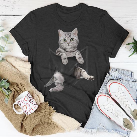 Kitty in pocket shirt best sale