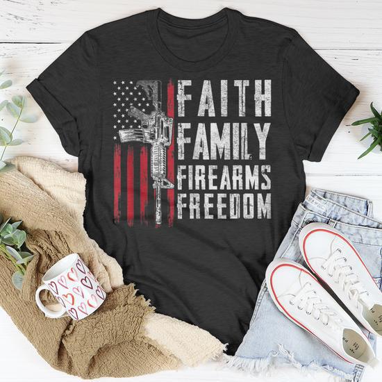 Brisco Brands 'My Family Of Firearms' Pro Guns T-Shirt – Unisex Crewneck, 100% Cotton
