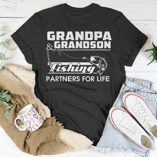 Grandpa And Grandson Fishing Partners For Life Family Unisex T