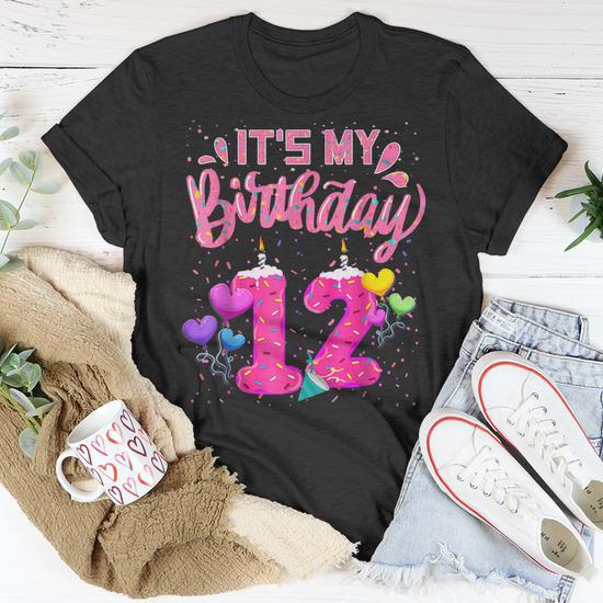 Its My 12Th Birthday Doughnut Happy 12 Years Old Girl T shirt Thegiftio UK