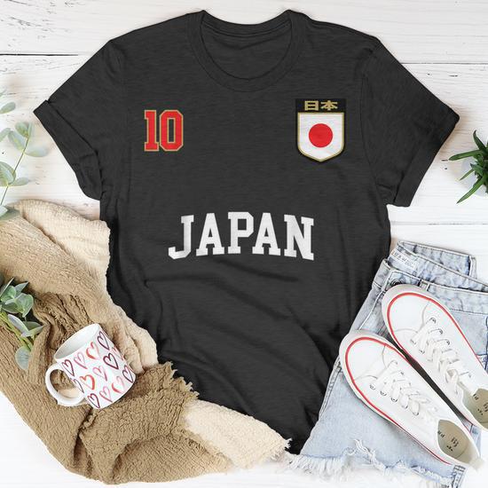 Japan Soccer Team 10 Retro Japanese Flag Nihon T-shirt - Thegiftio