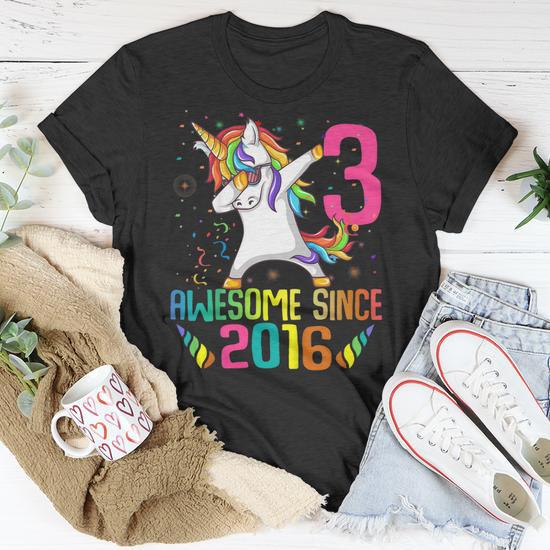 Kids 3 Years Old 3Rd Birthday Unicorn Dabbing Shirt Girl Gift Par Unisex T Shirt Mazezy