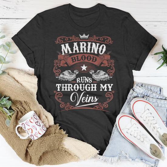 Marino Blood Runs Through My Veins Family Name Vintage Unisex T-Shirt, Family Gift